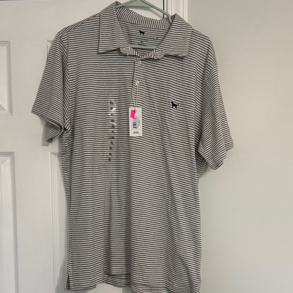 Simply Southern Grey & White Striped Polo